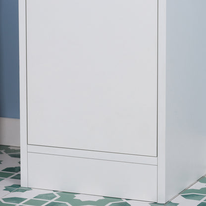 Tall Bathroom Storage Cabinet with Mirror, Narrow Bathroom Unit, Freestanding Bathroom Cupboard with Adjustable Shelves and 2 Doors, White
