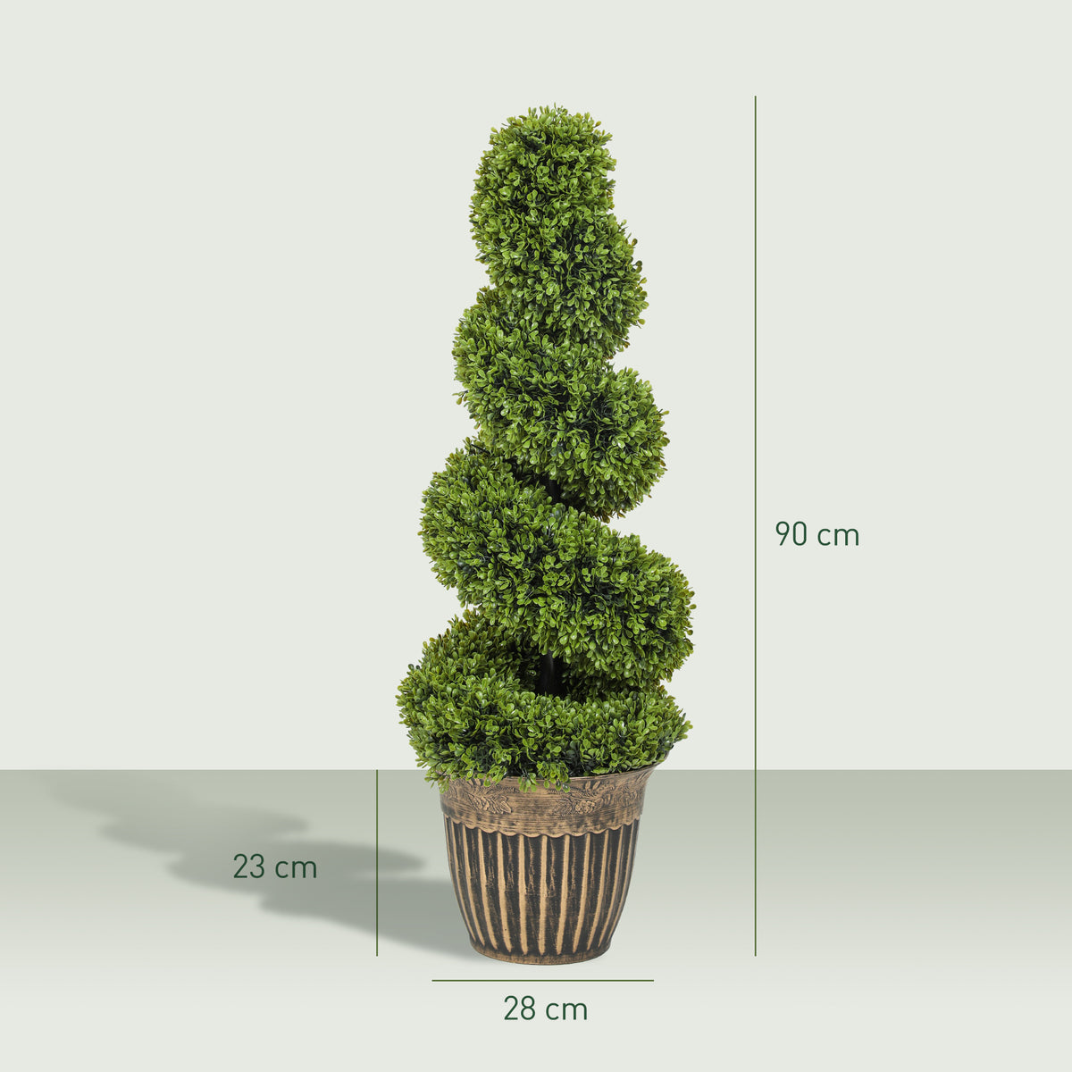 Set of 2 Artificial Plants, Topiary Spiral Boxwood Trees with Pot, for Home Indoor Outdoor Decor, 90cm