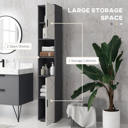 Line Embossed Tall Bathroom Storage Cabinet with Three-position Adjustable Shelves for Minimalist Style