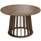 Dining Table for 4-6 People Modern Kitchen Table with Slatted Base 120 cm Round Light Walnut