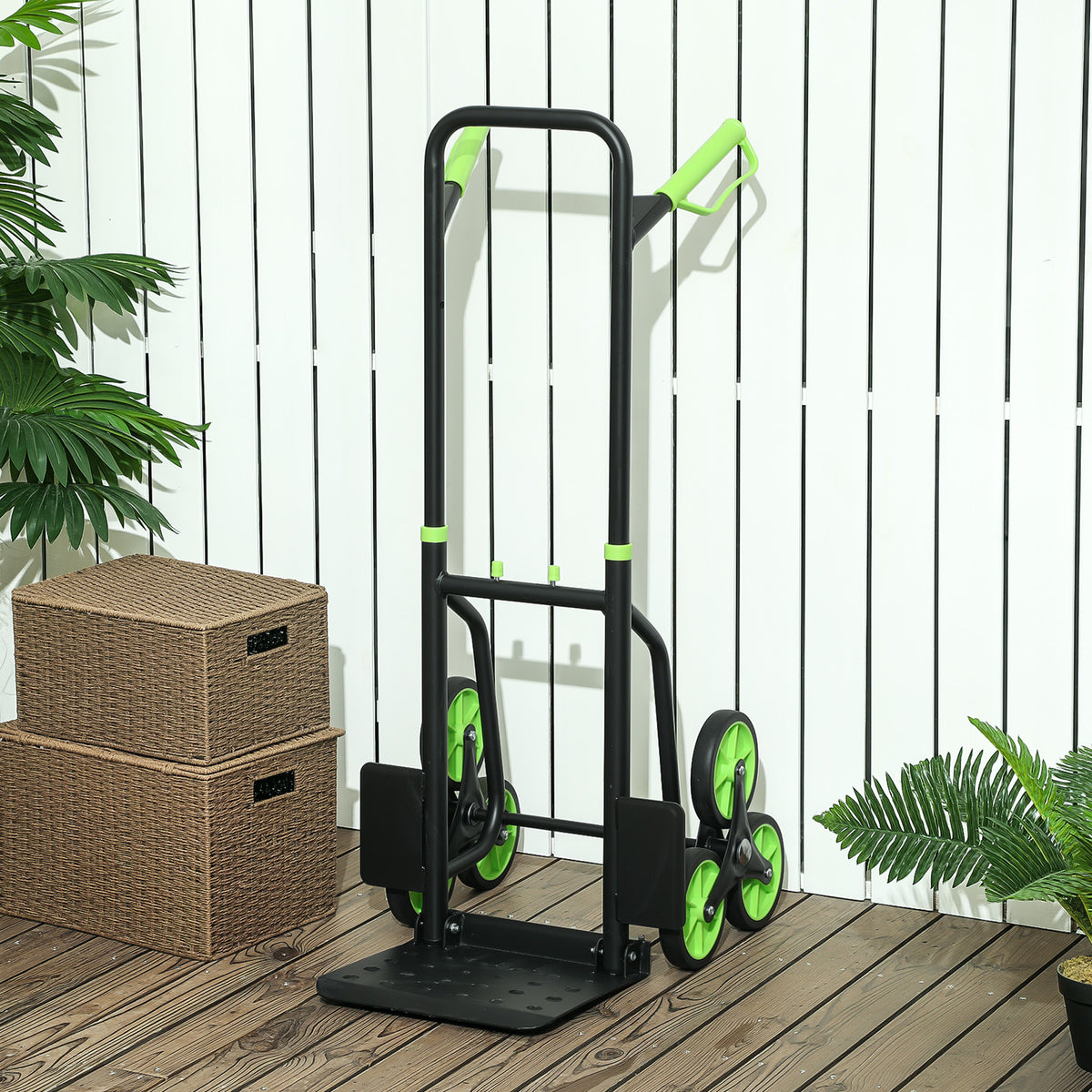 Six-Wheel Folding Sack Barrow Trolley - Black/Green