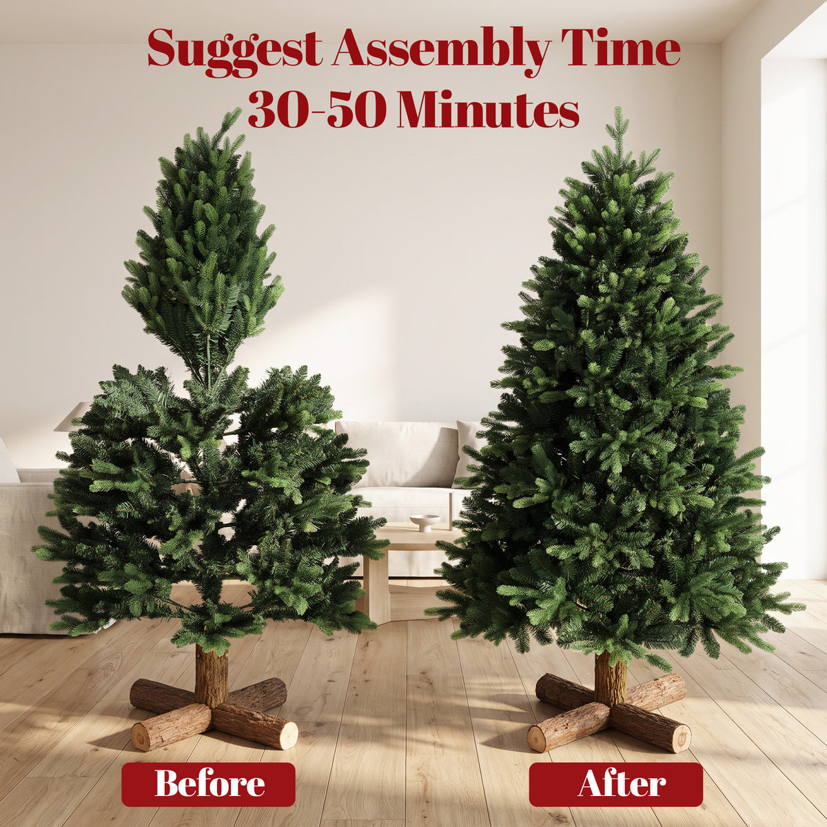 Artificial Christmas Tree, Hinged Xmas Tree with 1620 PE & PVC Branch Tips, 5ft, Green