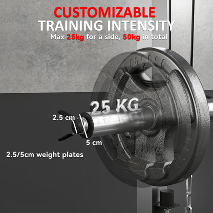 3-in-1 Smith Machine with Dual Cable Pulley System, Chest Press Station, 17-Level Squat Rack and Barbell Bar