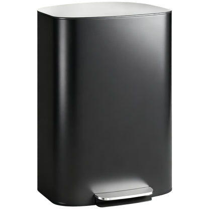 50L Kitchen Bin with Soft-Close Lid and Stay-Open Function, Stainless Steel Pedal Bin with Removable Inner Bucket, Carry Handle for Kitchen, Office, Home