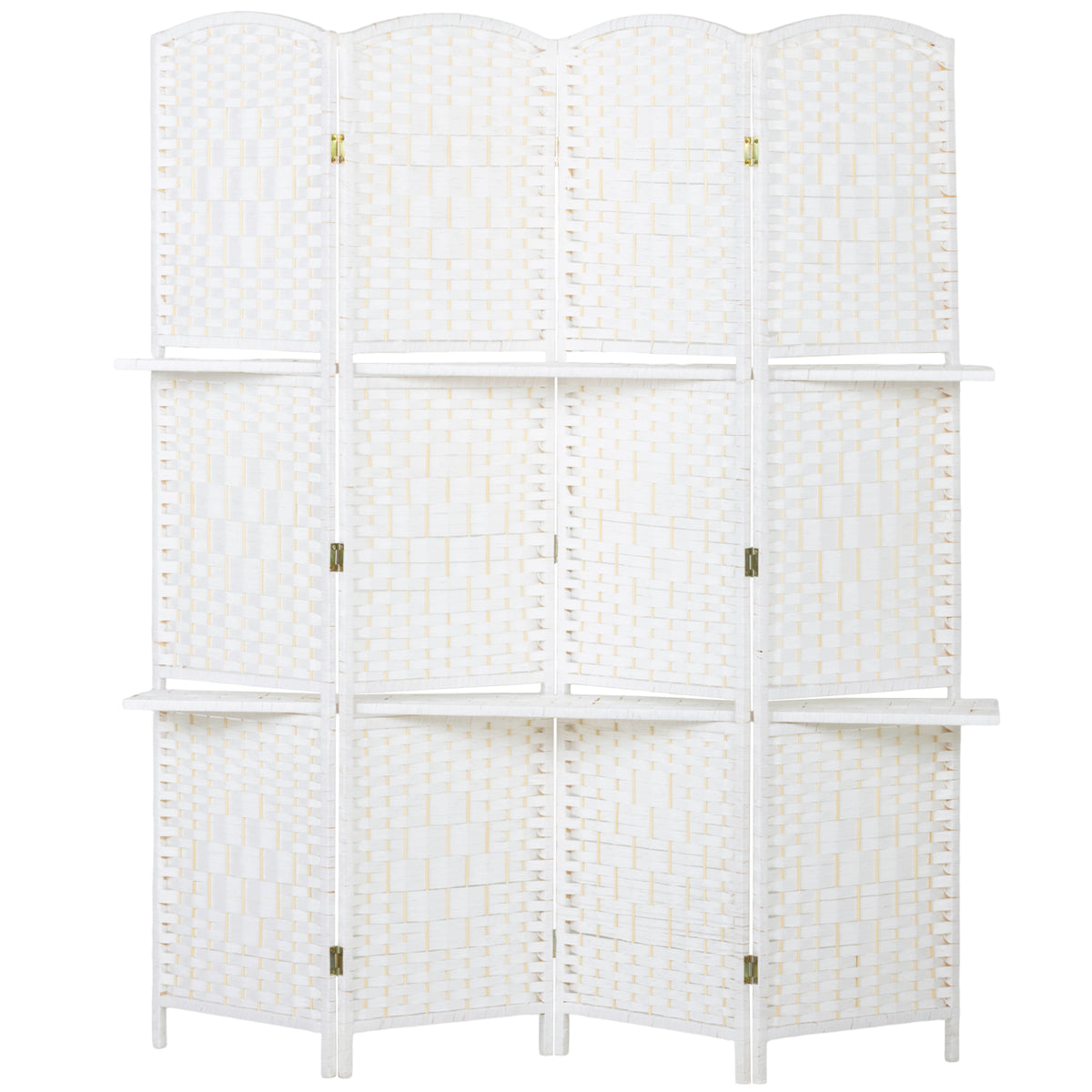 Freestanding Privacy Screen, 4 Panel Folding Room Divider for Living Room, Bedroom and Office, 160 x 170cm, White