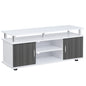 TV Cabinet Unit for TVs up to 50'' with Storage Shelf and Cupboards, Living Room Entertainment Center Media Console, Grey and White
