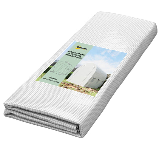 3 x 2 x 2m Polytunnel Greenhouse Replacement Cover ONLY Winter Garden Plant PE Cover for Tunnel Walk-in Greenhouse with Roll-up Windows Door Outdoor, White
