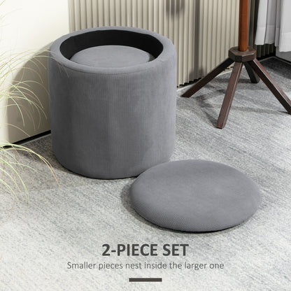 Set of Two Corduroy Storage Ottomans