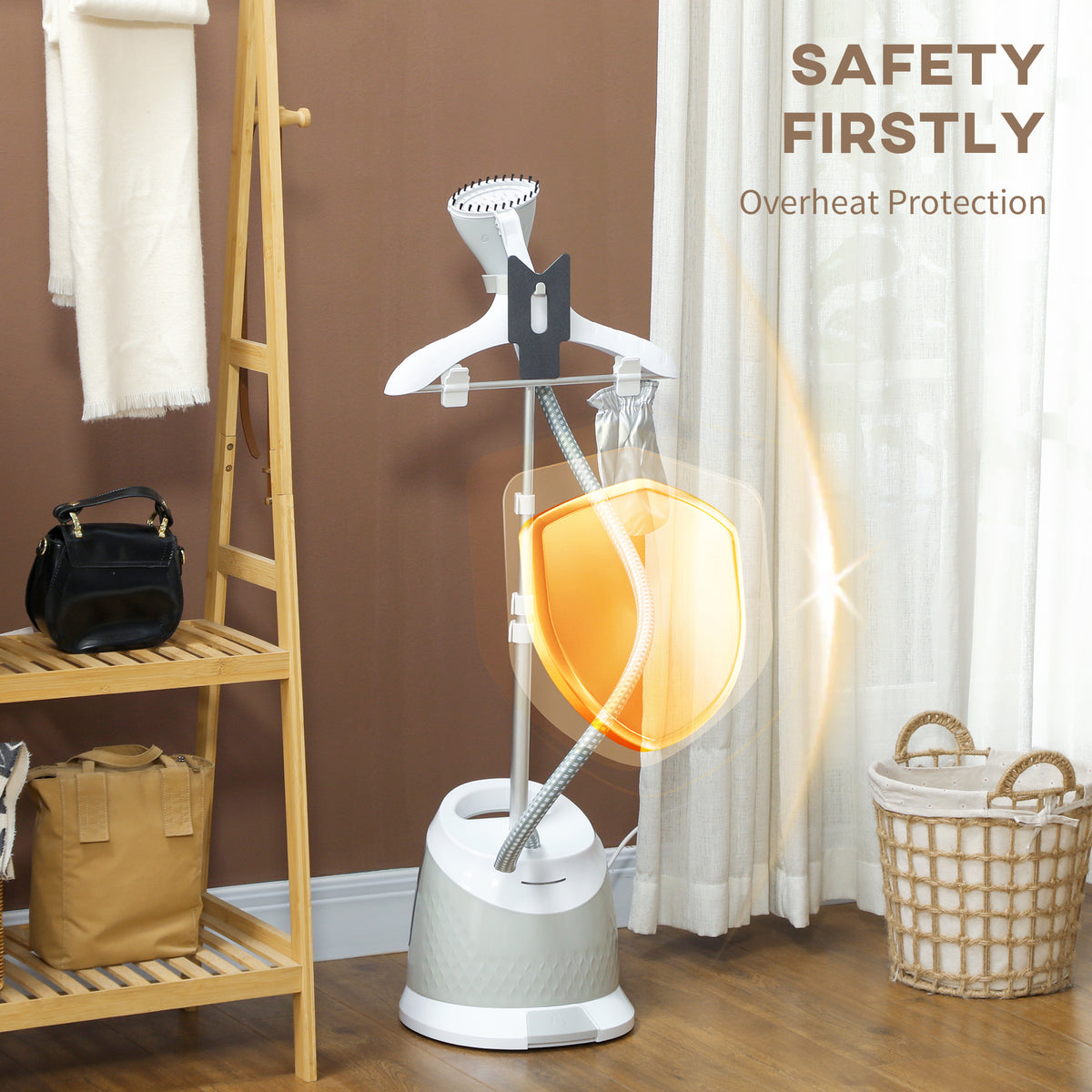 1800W Standing Clothes Steamer, with Accessories - Grey