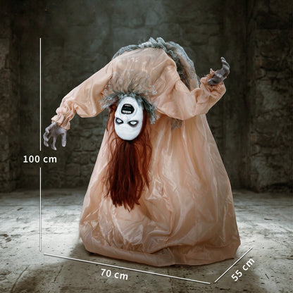 Animated Halloween Ghost, Halloween Animatronics with Creepy Screams, Glowing Eyes, Sound/Touch Activated