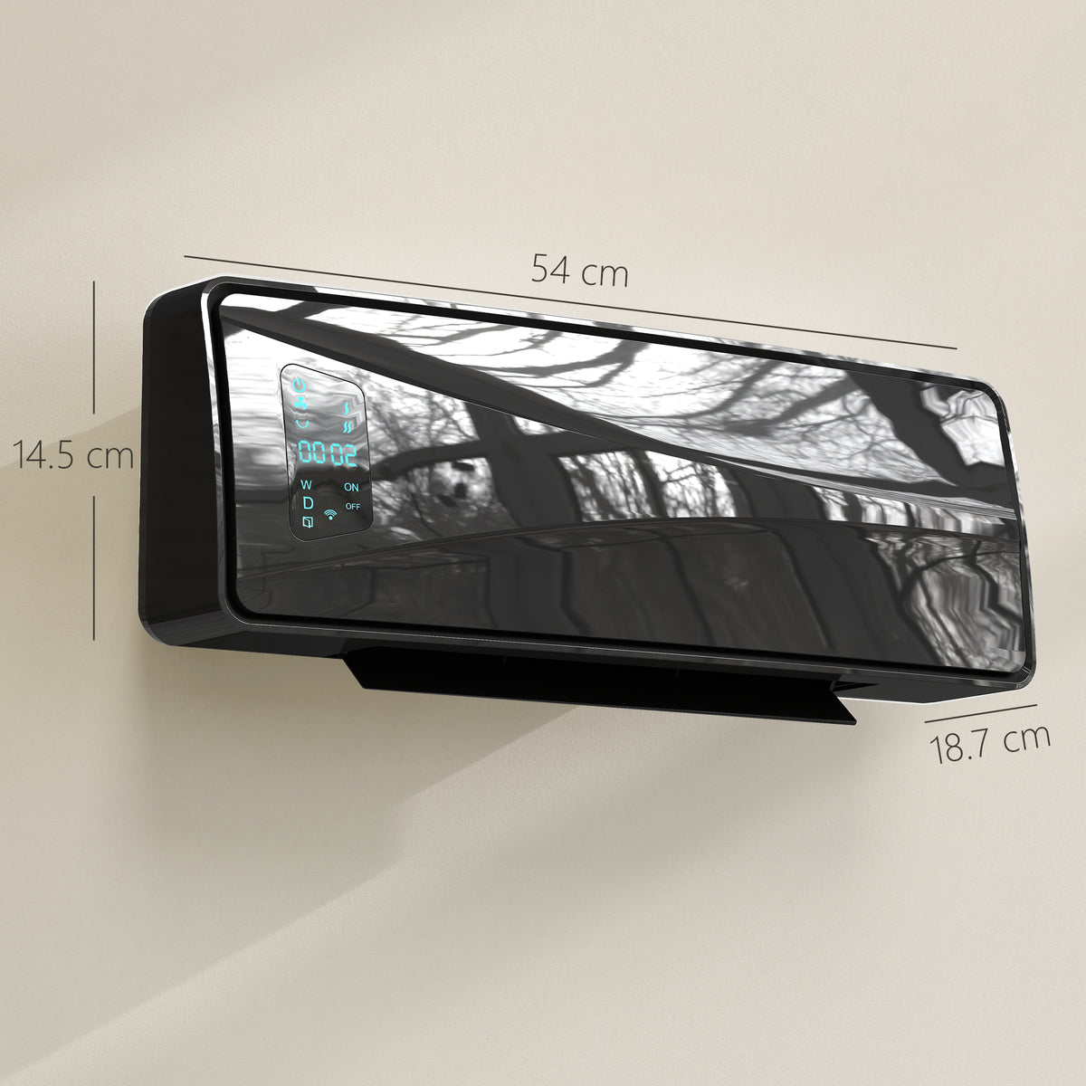 2000W Ceramic Electric Heater with Fan, Adjustable Thermostat, Wall Mounted