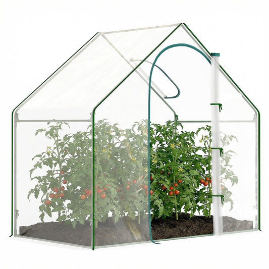 Walk In Tomato Greenhouse Garden Outdoor Mini Greenhouse Flower Planter Steel Frame with Zipped Door & Window, PVC Cover, 180 x 100 x 168CM