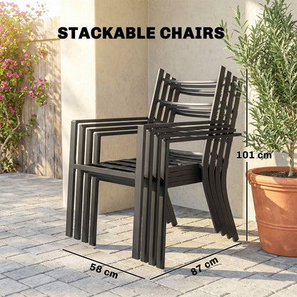 5 Pieces Outdoor Dining Set with Cushions, Garden Dining Set for 4 with Square Table and Stackable Chairs