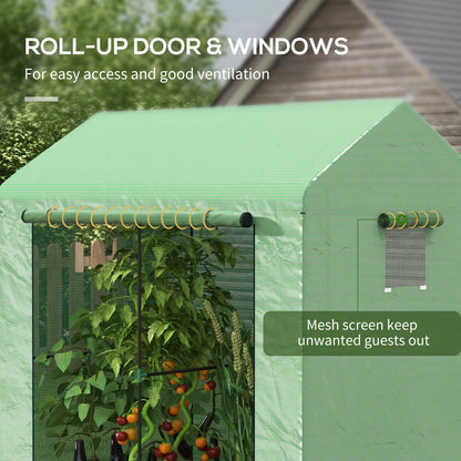 Greenhouse, Walk-in Garden Grow House with Roll-up Door and Mesh Windows, 200 x 140 x 200cm