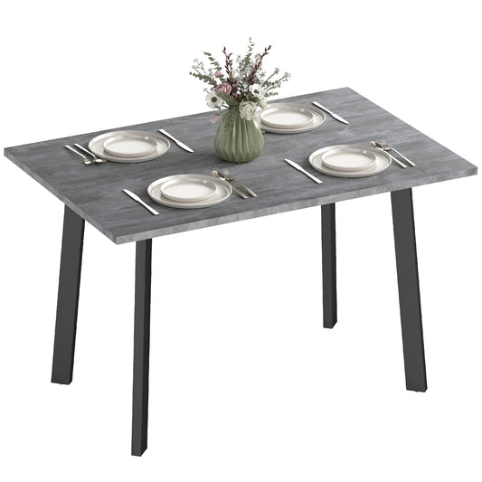 Dining Table, Contemporary Rectangle Kitchen Table with Metal Legs and Spacious Tabletop for Dining Room, Living Room, Dark Grey