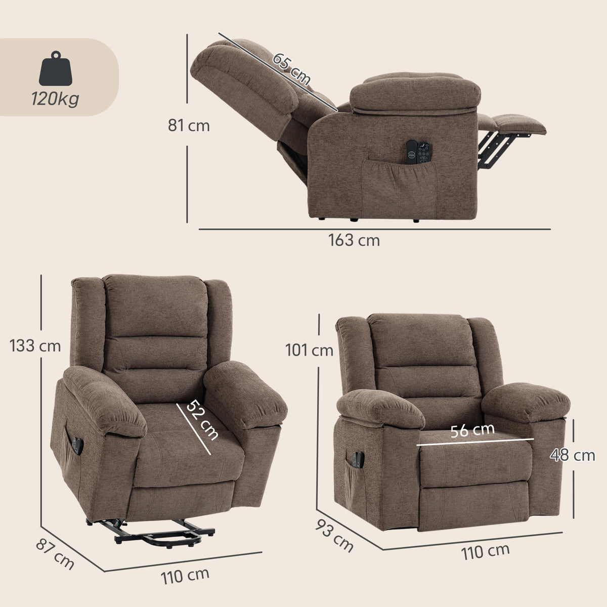 Oversized Riser Recliner Chair with Massage and Heat, Power Lift Recliner for Elderly with Wide Seat and Back