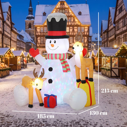 7ft Giant Christmas Inflatable Snowman with 2 Reindeer, Outdoor Blow Up Christmas Decoration with LEDs, Bag