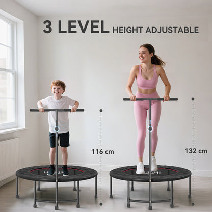 40" Fitness Trampoline with Adjustable Handle, Rebounder Trampoline, Mini Jumper for Indoor Exercise Workout