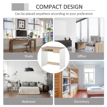 80cm Compact Computer Desk with Keyboard Tray, Home Office Desk with Drawer for Bedroom Study