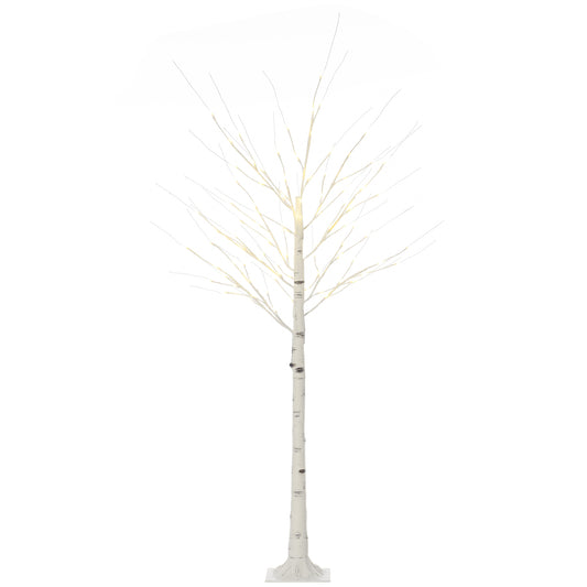 6ft Artificial White Birch Tree Light with Warm White Pre-Lit LED Light for Indoor and Covered Outdoor Use