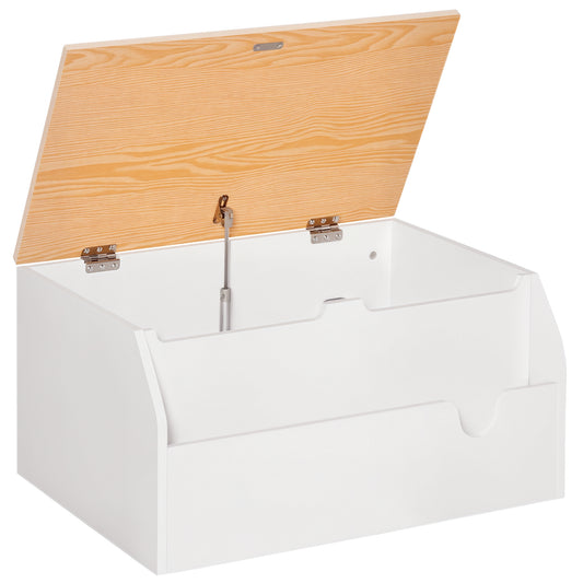 Wooden Kids Toy Box Children Storage Chest Organiser Book Slot Safety Hinge Playroom Furniture White