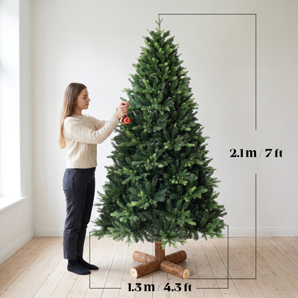 Artificial Christmas Tree, Hinged Xmas Tree with 3834 PE & PVC Branch Tips, 7ft, Green