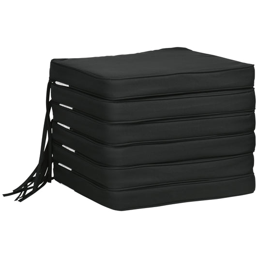 Set of 6 Chair Cushion Seat Pads Dining Chair w/ Straps Indoor Outdoor Removable Tie On Garden Patio