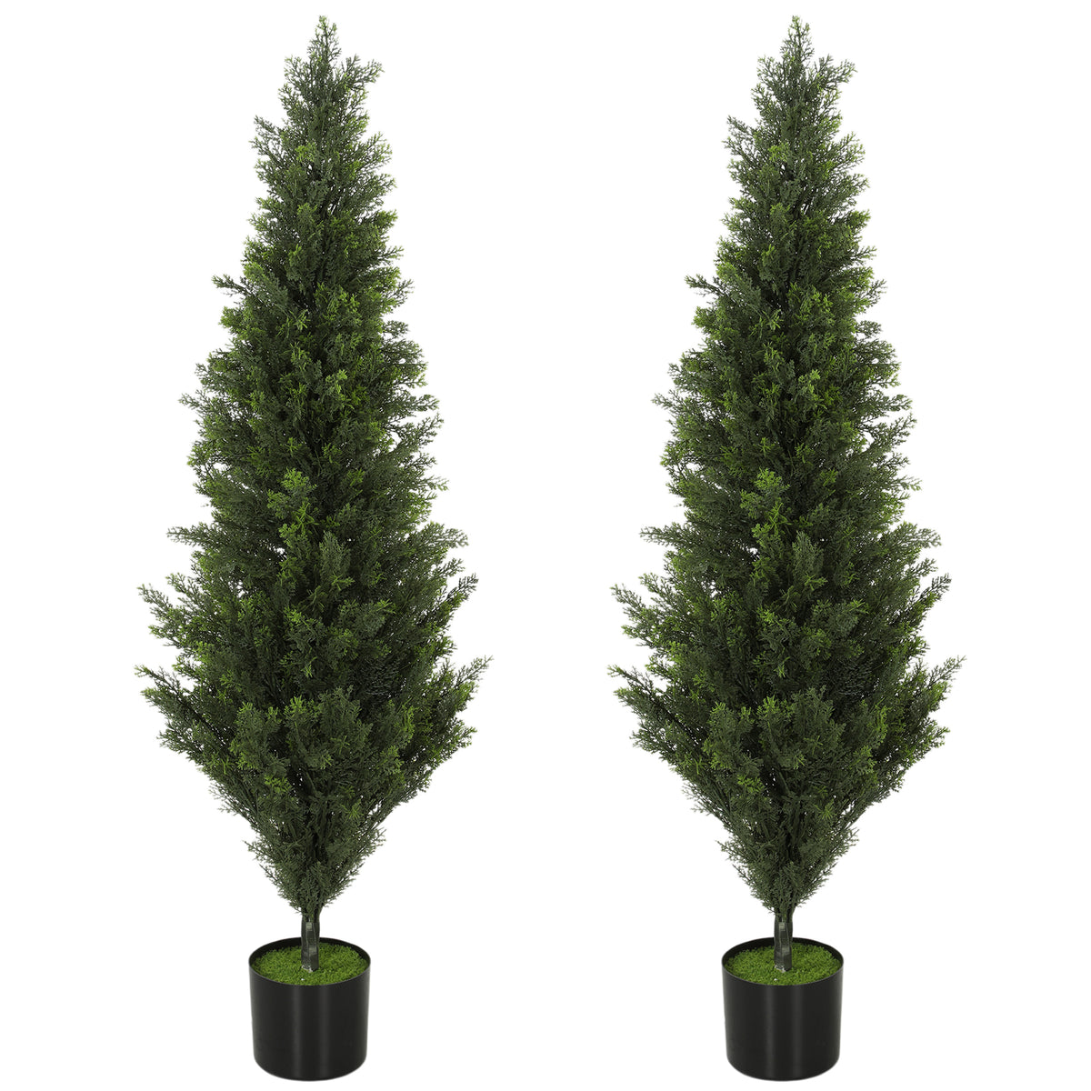 Set of 2 Decorative Artificial Plants Cypress in Weighted Pot, Fake Plant with 1092 Leaves, 120 cm