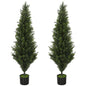 Set of 2 Decorative Artificial Plants Cypress in Weighted Pot, Fake Plant with 1092 Leaves, 120 cm