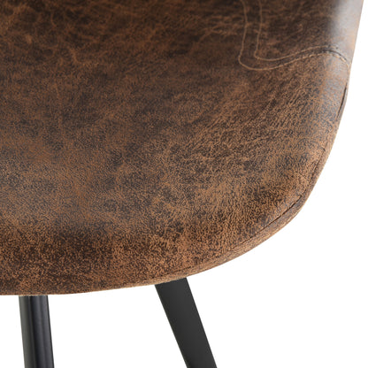 Set Of 2 Bar Stools Vintage Microfiber Cloth Tub Seats Padded Comfortable Steel Frame Footrest Quilted Home Bar Cafe Kitchen Chair Brown