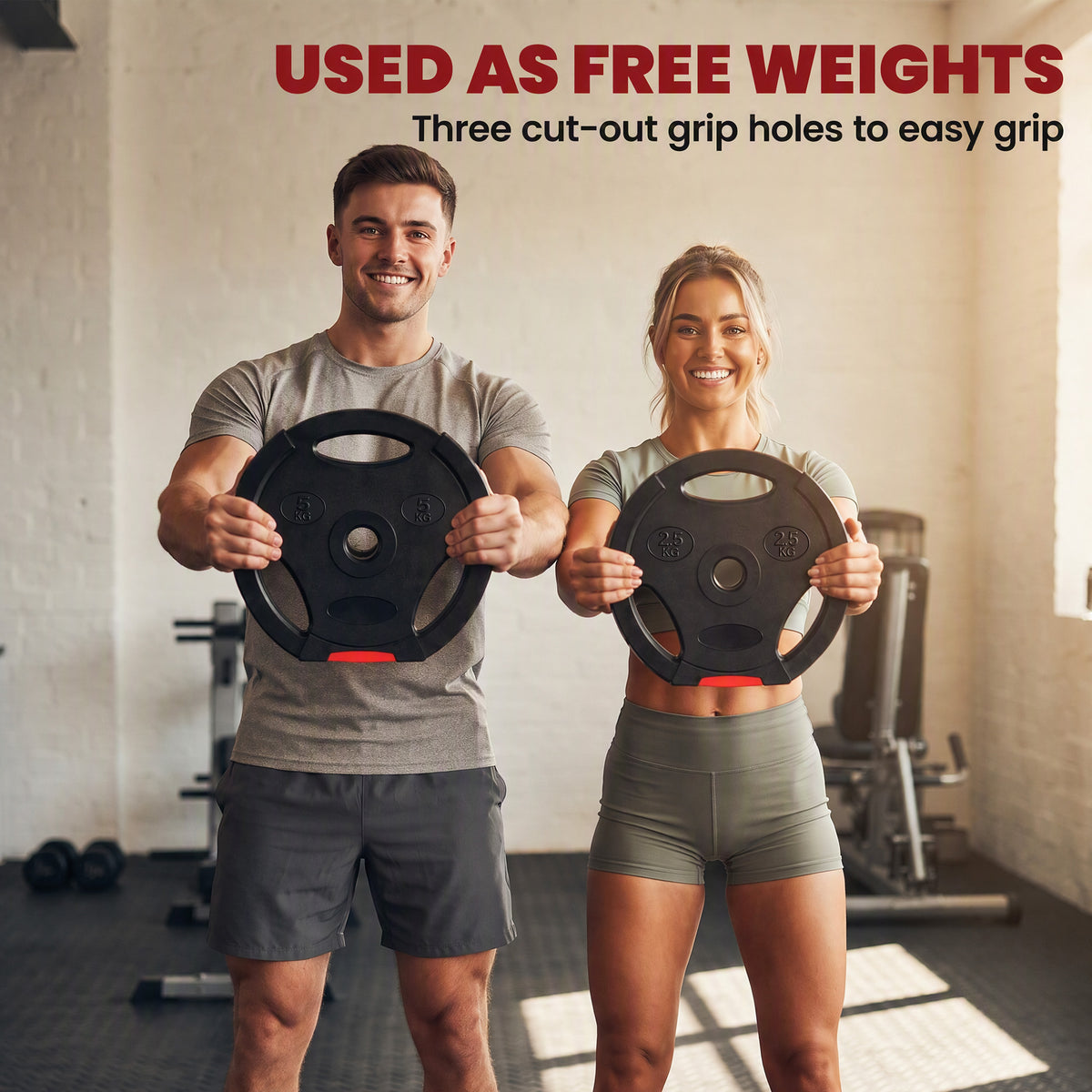Weight Plates Set, with Two 5kg and Two 2.5kg weights, Black
