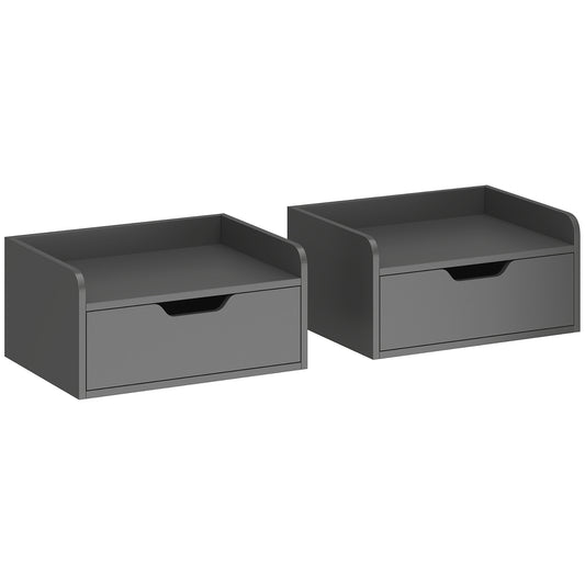 Floating Nightstands Set of 2, Wall Mounted Bedside Table with Drawer for Bedroom, Black
