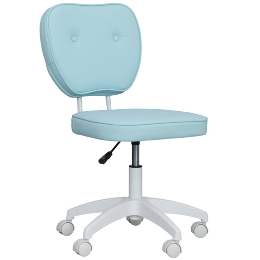 Vanity Office Chair, PU Leather Computer Chair for Home, with Adjustable Height, Armless, Swivel Wheels