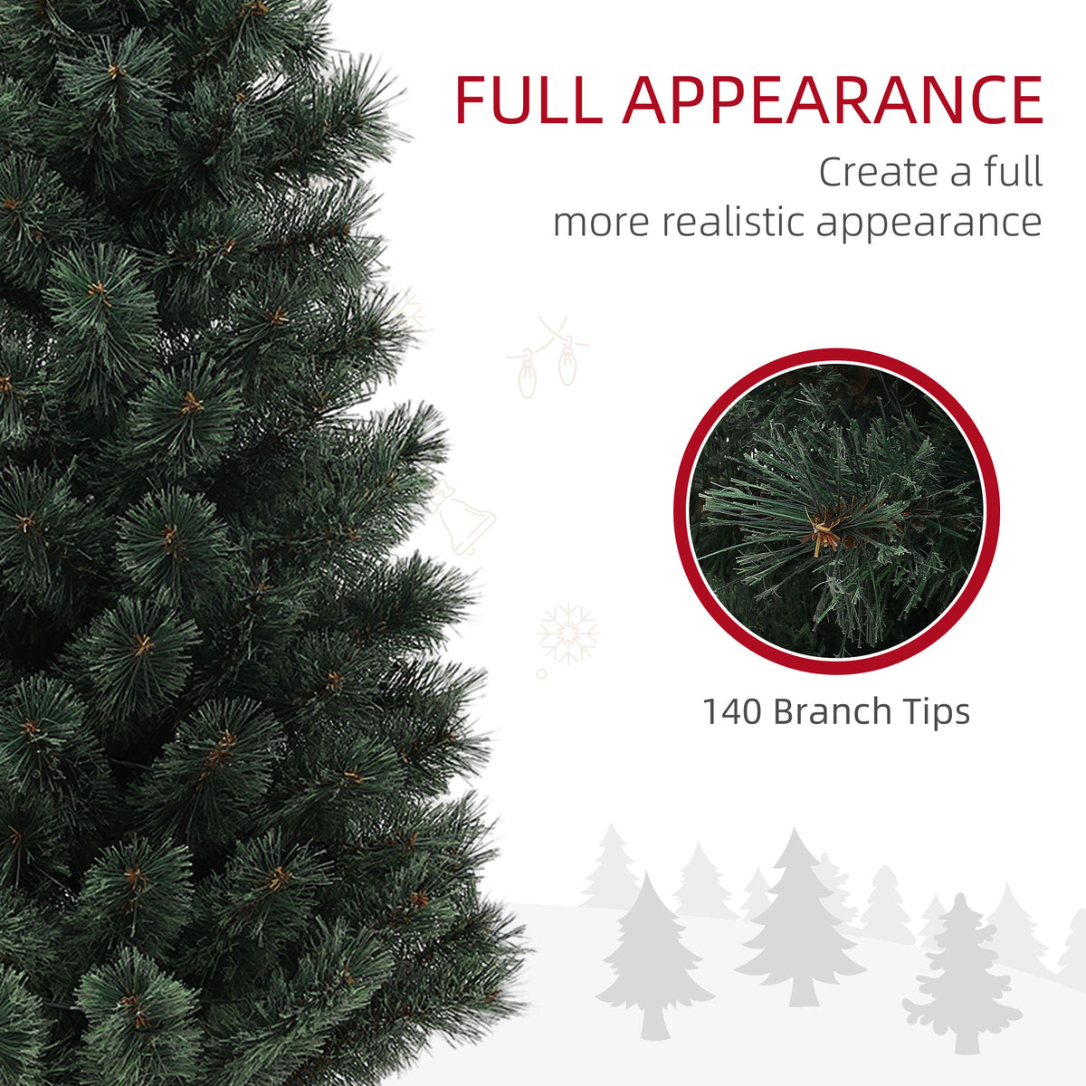 4ft Artificial Christmas Tree with 80 Warm White LED Lights, 8 Modes and Remote, Realistic Xmas Tree with Square Stand for Party Decoration, Green