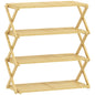 Four-Tier Folding Bamboo Shoe Rack - Natural Finish