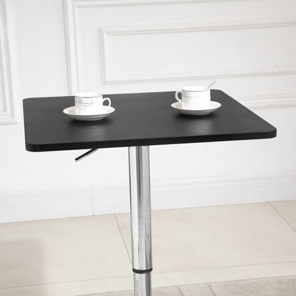Modern Height Adjustable Counter Bar Table with 360° Swivel Tabletop and Electroplating Metal Base, Pub Desk for Living Room, Kitchen, Restaurant, Pub, Black and Silver