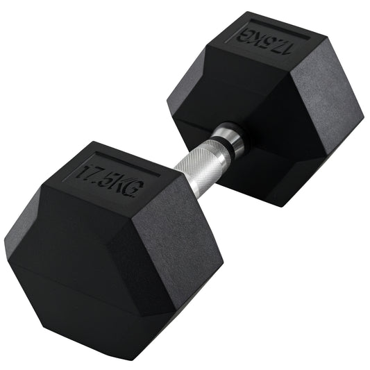17.5KG Single Rubber Hex Dumbbell Portable Hand Weights Dumbbell Home Gym