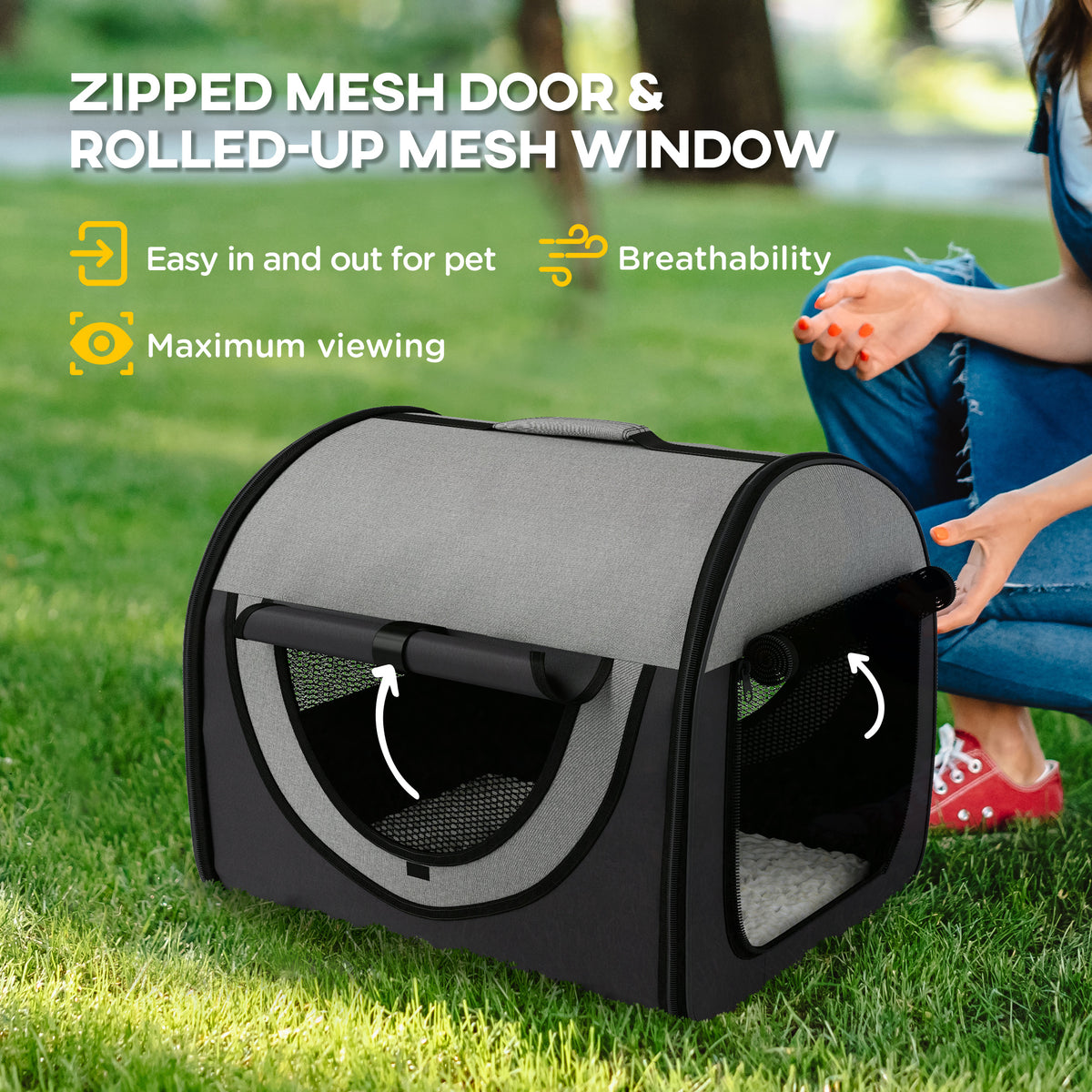 Folding Fabric Soft Pet Crate, 46Lx36Wx41H cm - Black