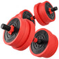20kg 6-In-One Adjustable Weight Dumbbells Set, Barbell, Kettlebell, Push Up Stand - Red