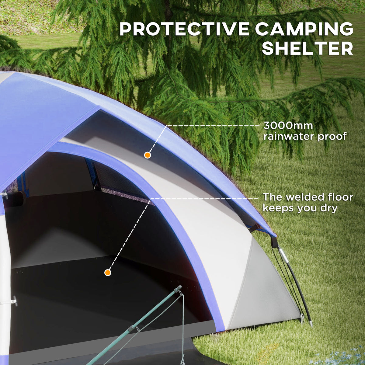 Two Man Single Room Dome Tent, with Accessories