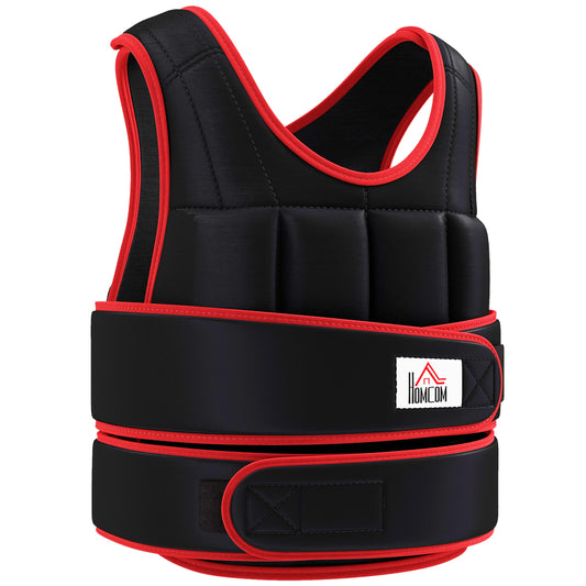 20kg Weighted Vest, Adjustable Running Weight Vest with 38 Weight Bags for Men or Women Cardio Exercise, Black and Red