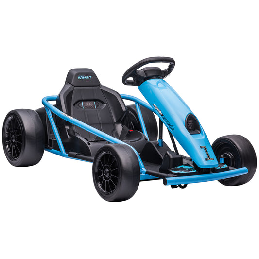 24V Drift Kart, Electric Ride-On Racing Go Kart w/ 2 Speeds, Steering Wheel, Pedals for Kids Aged 8-12