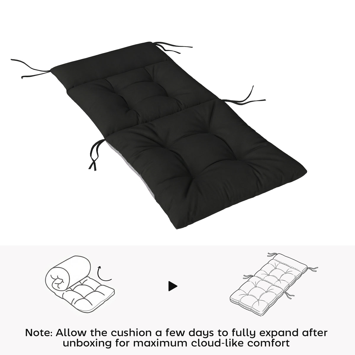 Patio Chair Cushions Set of 4, Waterproof Non-Slip Lounge Chair Cushions, 112x53cm