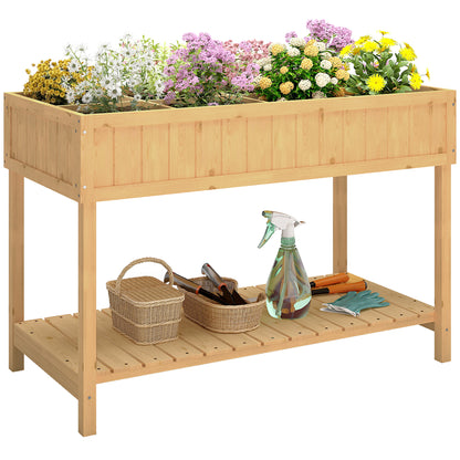 Garden Wooden Planters, Rectangular 8 Compartment Plant Stand