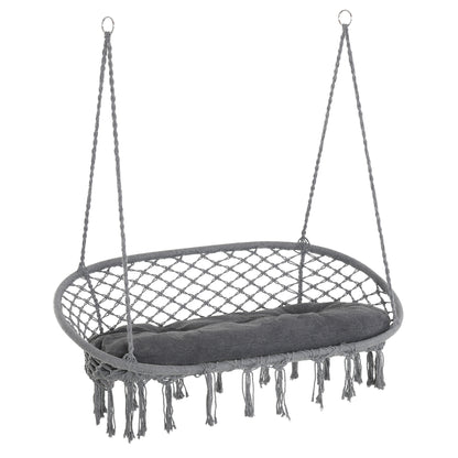 Two-Seater Boho Macrame Hammock Swing - Grey