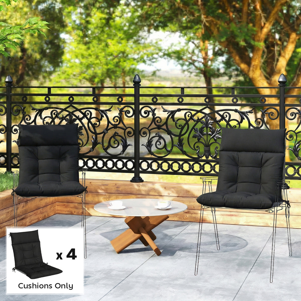Patio Chair Cushions Set of 4, Waterproof Non-Slip Lounge Chair Cushions, 112x53cm