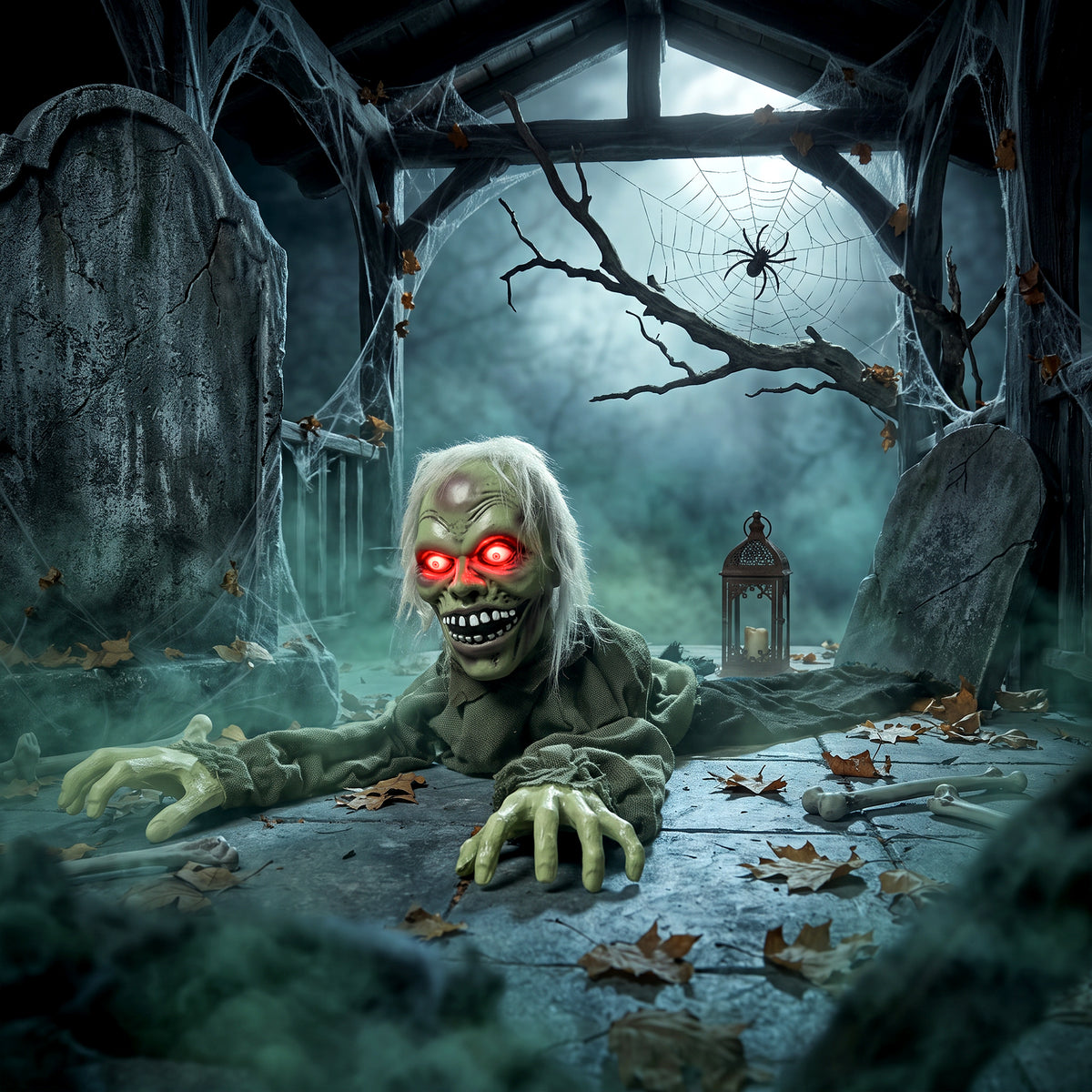 Halloween Decoration Halloween Animatronic Crawling Zombie with Light-Up Eyes and Creepy Sound