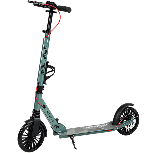 Foldable Kick Scooter with Height Adjustable Handlebar, One-click Folding Adult Scooters with 200 mm Big Wheels, Silver Tone