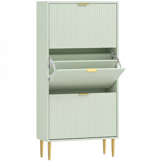 Three-Drawer Shoe Cabinet - Light Green