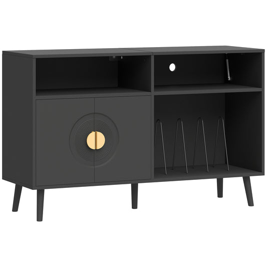 Record Player Stand, Vinyl Record Holder with Storage Holds Up to 300 Albums with Flip-Top Compartment